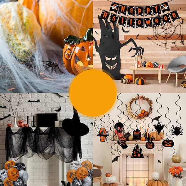 Halloween banner, hængende dekoration, sort og orange