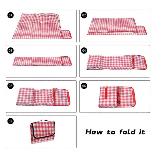 Picknickfilt 200 X 200 cm, Utomhus Picknickmatta Campingfilt Vikbar Lättvikt Röd
