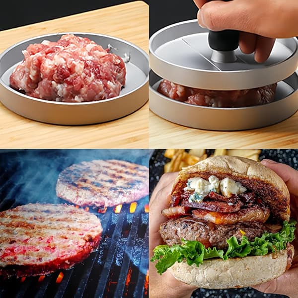 Runda hamburgareformar, köttpressar, köksredskap