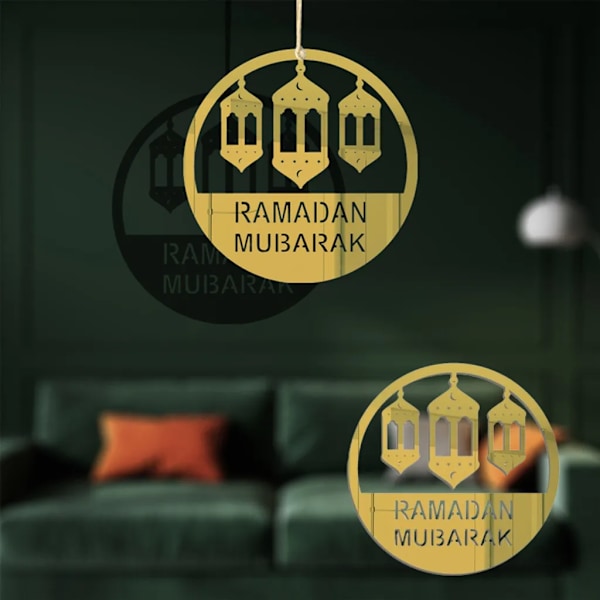 4x  Hengende ornament, Akryl  dekorasjon, Halvmåne stjerner stil lysform for Ramadan  dekorasjoner