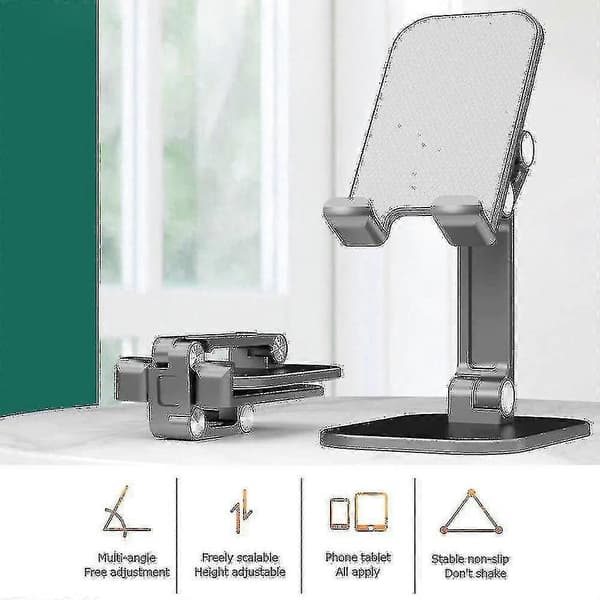 Metall Bord Tablet Telefonstativ og Holder (Hvit)