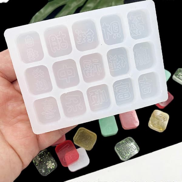 Mahjong Form Silikonform Øredobber Nøkkelring Laging Form Håndverksdekorasjon
