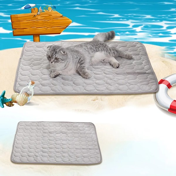 Cooling Mat Washable Non-Slip Soft Dog Mat for Pets Summer (Grey, S-50X40cm)