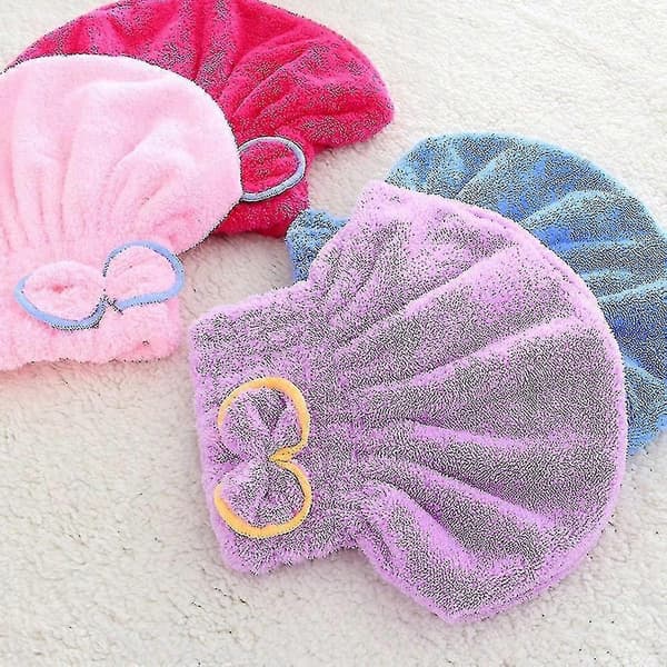 Hurtigtørrende hårtørrehætte turban badehætte superabsorberende blød fløjl brusehætte til voksne