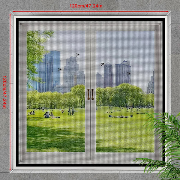 Fluegitter til vinduer, insektbeskyttelse, myggebeskyttelse, fluenet til vinduer, ingen boring, selvklæbende, hvid, 120x120cm