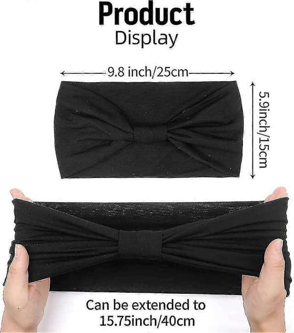 Bredt turbanhodebånd for kvinner, yoga-hodebånd, elastisk sportsløping
