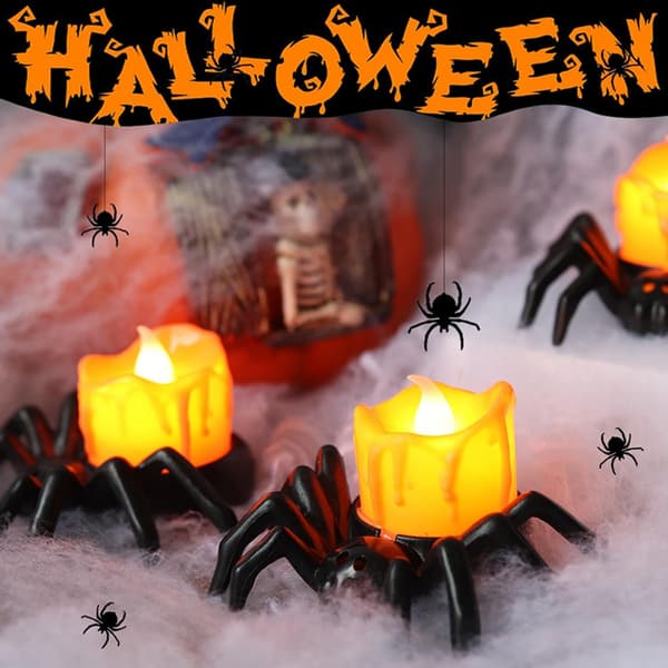 Halloween Edderkop Lyslygter, 12 stk.