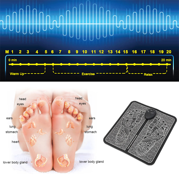 Elektrisk Fodmassager Lavfrekvent Puls Muskel EMS Teknologi Fodmassagepude EMS Benformning Fodmassager