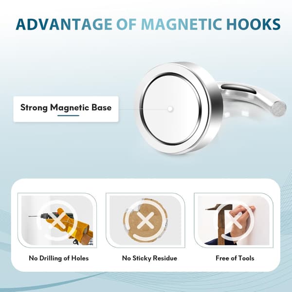 10 magnetiska krokar - starka magnetkrokar över 5 kg