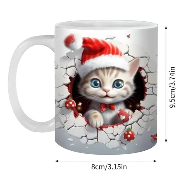 Kaffe- och tekopp, 3D-julmugg, mjölkkopp, tekopp, dekoration, julklapp till vänner