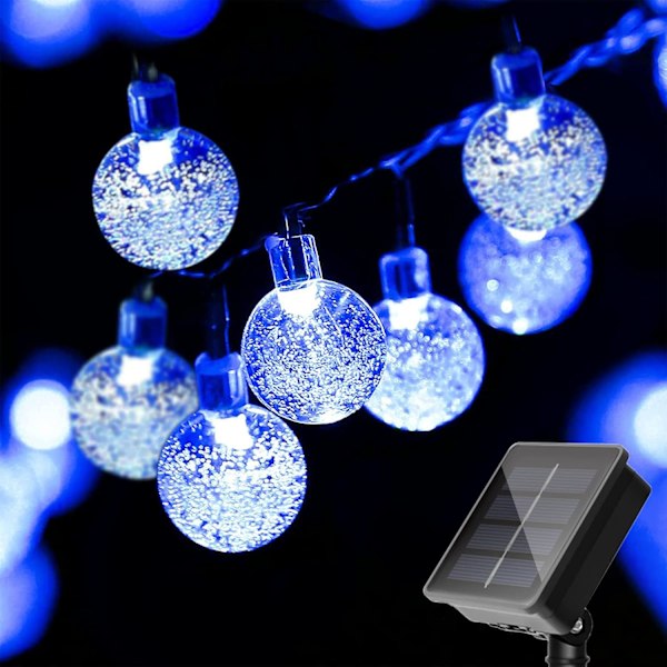 Solcellelyskjede utendørs vanntett IP65 20ft 20 LED 8 moduser)