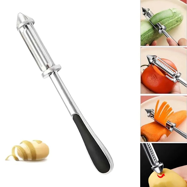 Skræller, 3 i 1 multifunktionel skræller i rustfrit stål, universel kartoffelskræller til frugt og grøntsager