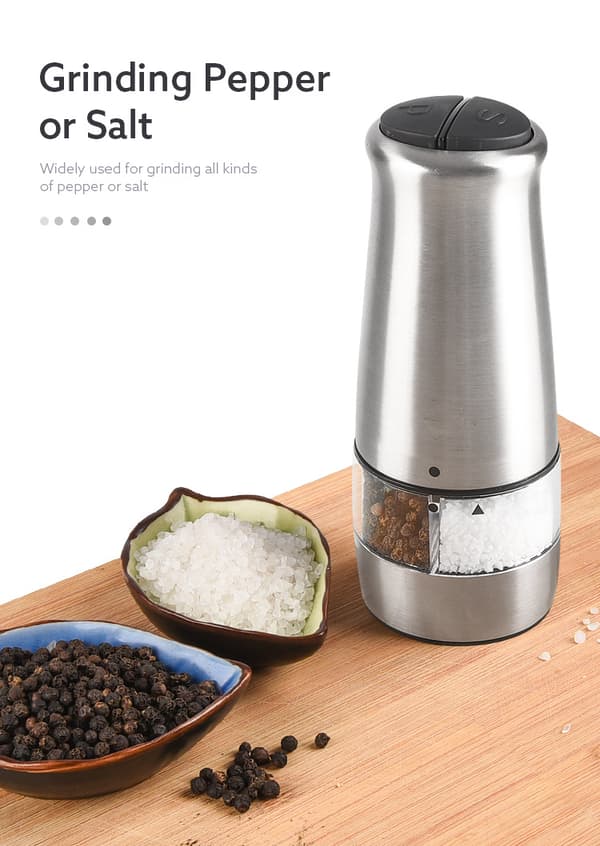 Elektrisk kvern med dobbelt hode for pepper og havsalt