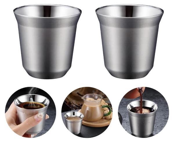 Rustfrit stål isoleret kaffekop espressokop kaffekopsæt 2 86 ml