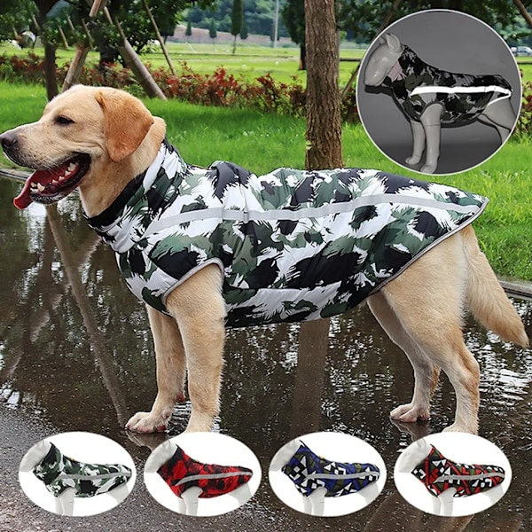 Vindtett Hundejakke Vinter, Varm Hundejakke med Reflekterende Striper, Hundejakke Vanntett Vinter Varm Jakke for Små Mellomstore og Store Hunder, 3XL