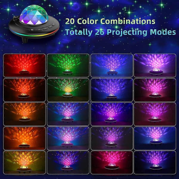 Ufo Bluetooth Musikk Stjerneprojektor, Galaxy LED-projektorlys, Grønt Lys