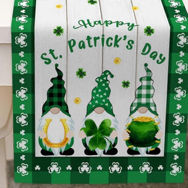 Bordløber St. Patricks Dag Gnome Shamrock Party (33x183 cm)
