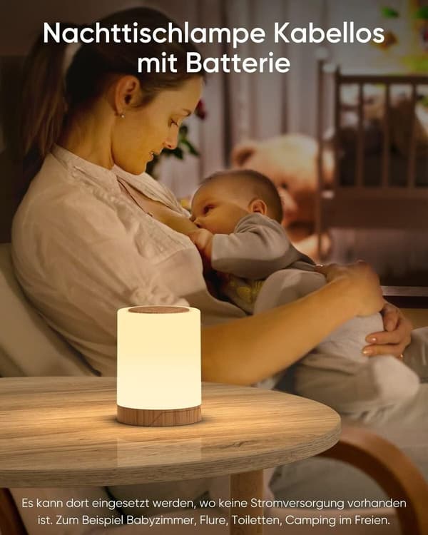 Touch 10-farvet LED Sengelampe – Batteri Timer Natlampe til Børn