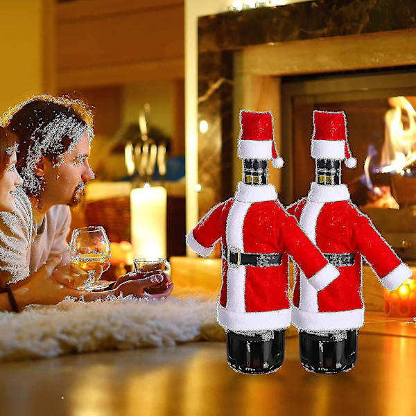 Tomte-hatt Vinflaskfodral, Kappa Presentpåse, Julbord