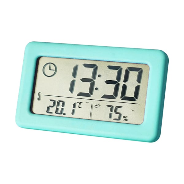 Indendørs digital LCD-bordur med termometer- og hygrometerfunktion, tyndt vægur, bordur, enkelt design