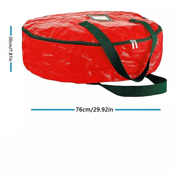 Opbevaringspose til julekrans, opbevaringsbeholder til krans, lynlåspose, (rød), 76*20cm