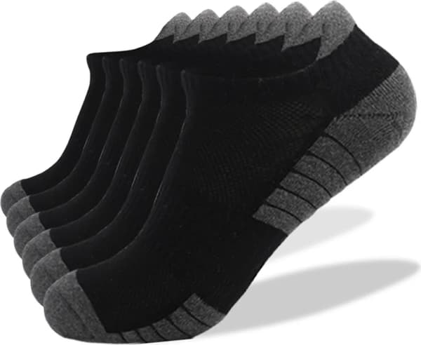 6 par sneakersokker til kvinder og mænd, sportsstrømper med polstring, åndbare bomuldssokker (sort, S35-38)