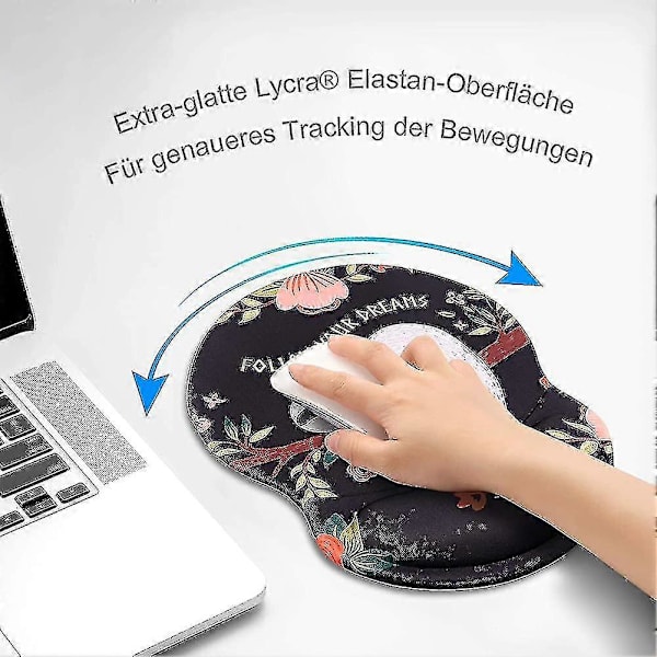 Ergonomisk musematte med håndleddsstøtte, søtt mønster