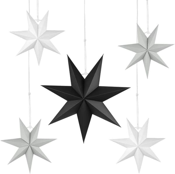 Foldestjerner, 30 cm Julestjerne Papirstjernesæt Juletræ - 5 stk.
