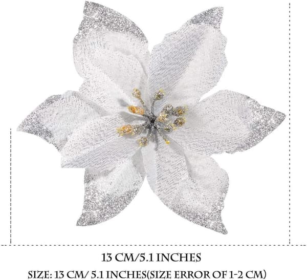 30 stk Glitter Kunstig Blomst Tre Garland Dekor Bryllup Julepynt (Gull)