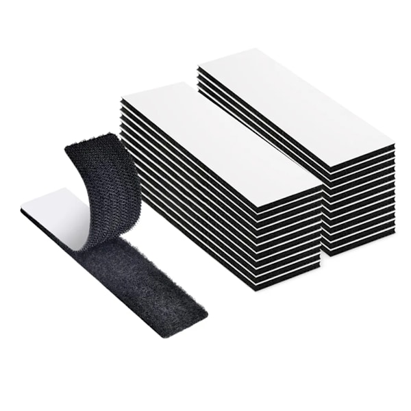 Självhäftande superstark, 20 dubbelsidiga fästelement per förpackning, självhäftande svart, lämplig för vägg/golv/dörr/glas/metall