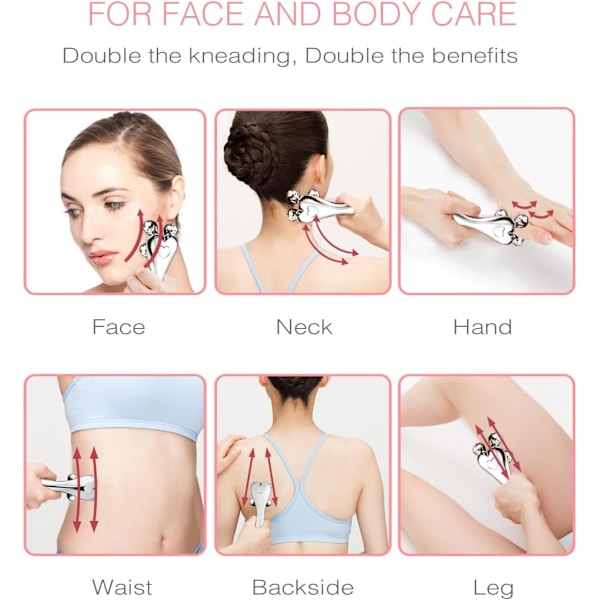 4D rulle ansigtsmassager sølv Y afslappende massage