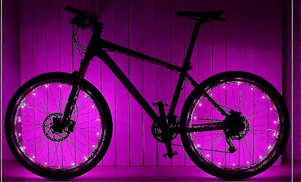 LED Sykkelhjullys - Oppladbart (Rosa)
