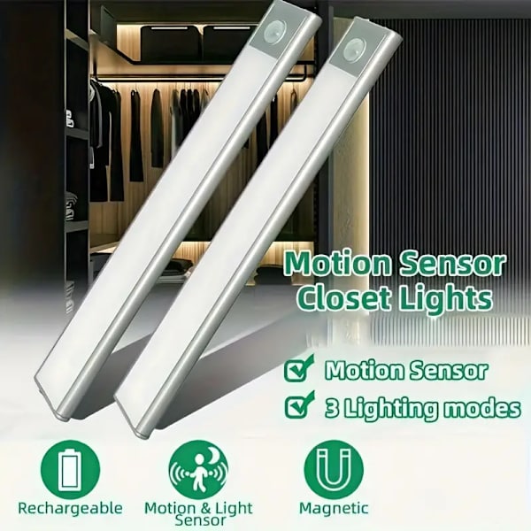 LED-nattlys med bevegelsessensor, magnetisk, oppladbar