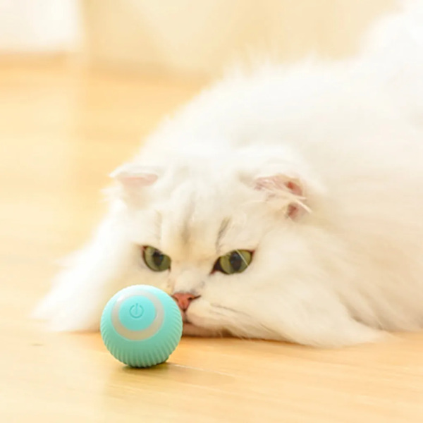 Interaktiv katt leksak, 360° själv roterande, med LED ljus, Smart Boll Automatisk Leksaker Rullande USB laddning, grön