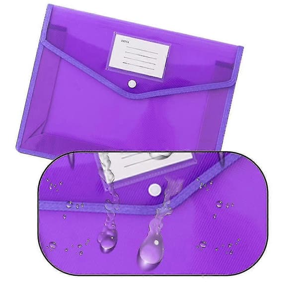 Plastmapper med trykknapper, transparente, brevstørrelse