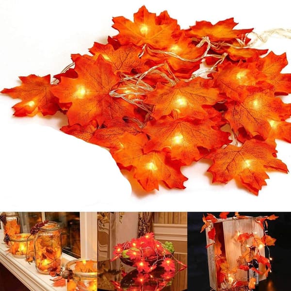20 LED Ahornblad Guirlande, Batteri, Efterår/Jul/Thanksgiving
