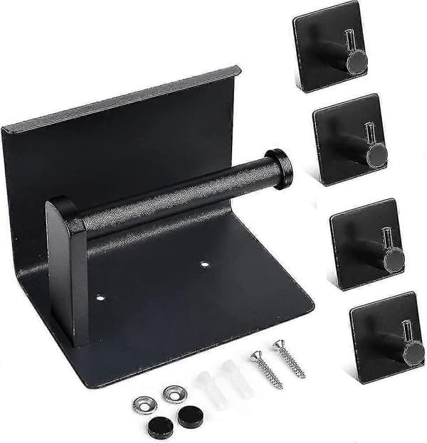 Toiletpapirholder sort, toiletpapirholder i rustfrit stål, 4 stk.