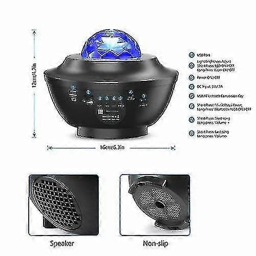 Bluetooth LED Galaxy Stjerneklare Natlys Projektor Himmel Party Lys Gave