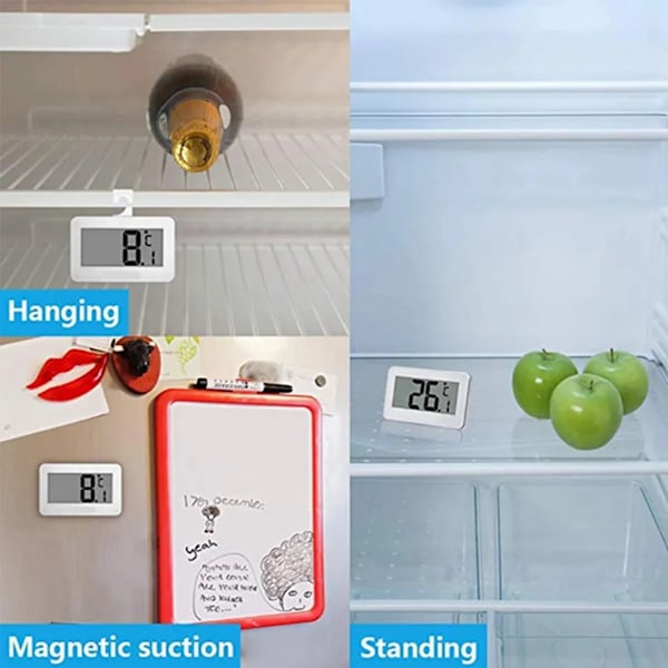 Kjøleskapstermometer, frysertermometer med lettlest LCD, intelligent med krok