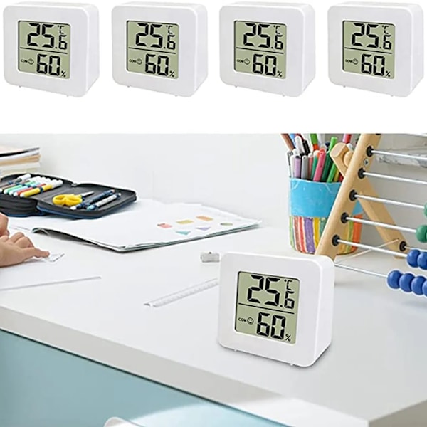 , 4 stycken termometrar för inomhusbruk, digital rumstemperaturmätare, LCD intelligent hygrometer