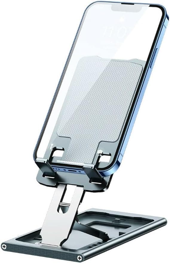 Foldbar mobiltelefonholder, metal, til skrivebord