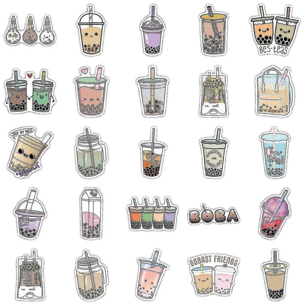 50 bubble tea graffiti-klistremerker