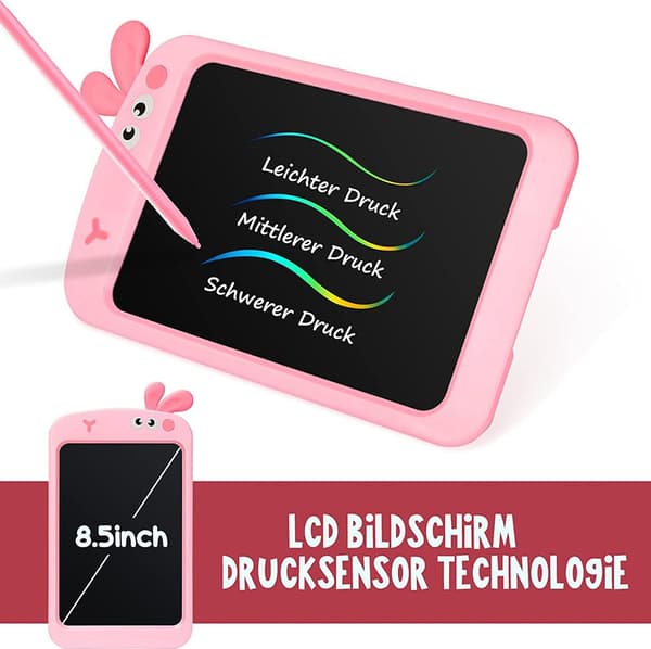 8,5\" LCD Piirustustabletti, Pinkki, Joululahja Lapsille 2-6