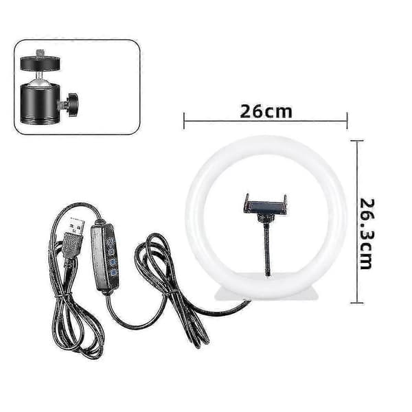 26 cm LED Ring Light med 9 cm Tripod Dæmpbar Ring Light til Makeup