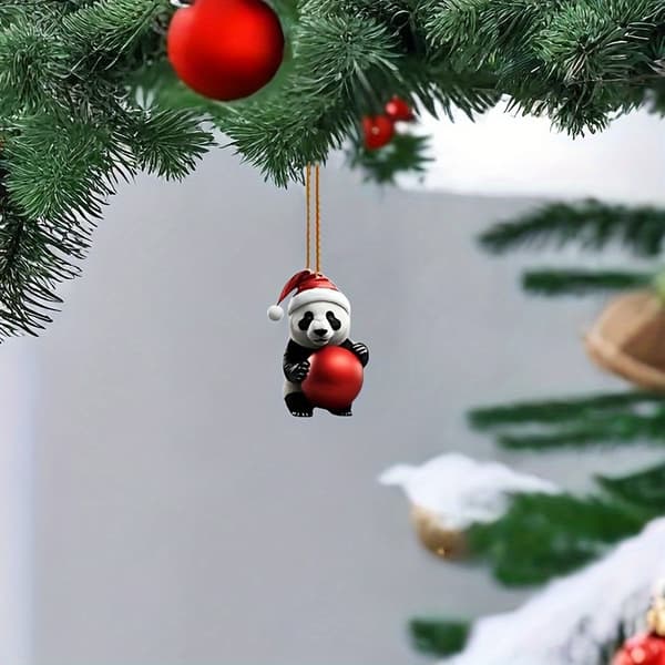 24-delars akryl tecknad panda julnedräkningsprydnader, 24-dagars nedräkningsblindbox - Julklapp
