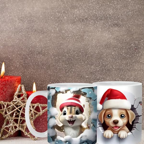 Kaffe- och tekopp, 3D-julmugg, mjölkkopp, tekopp, dekoration, julklapp till vänner