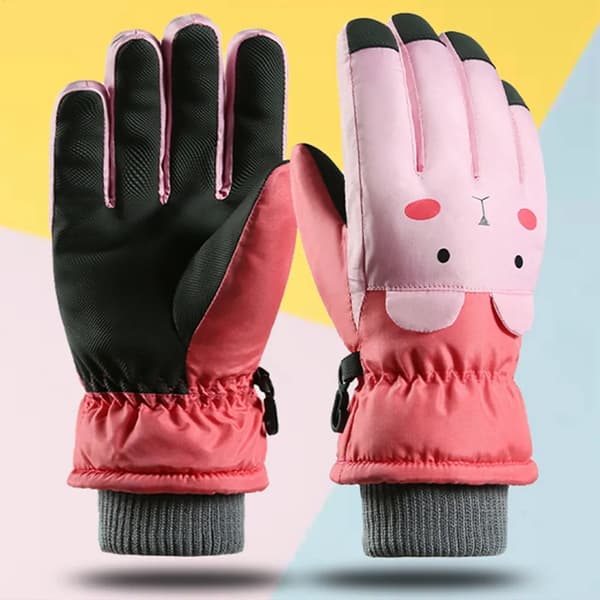Barnas vintervarme skihansker jenter gutter vanntette vindtette hansker sykkelhansker, (rosa)