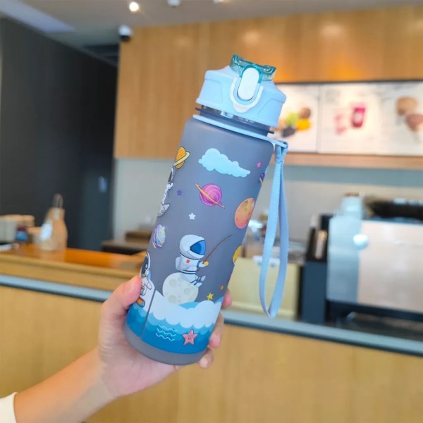 Lasten juomapullo, vuototiivis vesipullo 650 ml, koulu- ja urheilupullo pojille, BPA-vapaa (sininen)