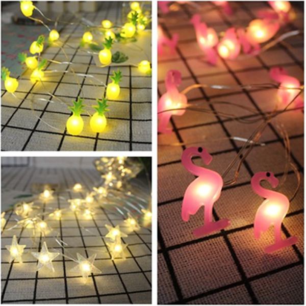 2M Mini LED Pærer Flamingo/Enhjørning/Ananas Lys Sommer Hawaiiansk Fest Stjernelys Roset Bryllupsfest Dekorationer