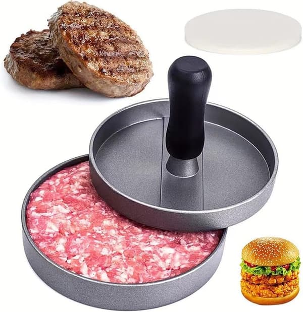 Runda hamburgareformar, köttpressar, köksredskap